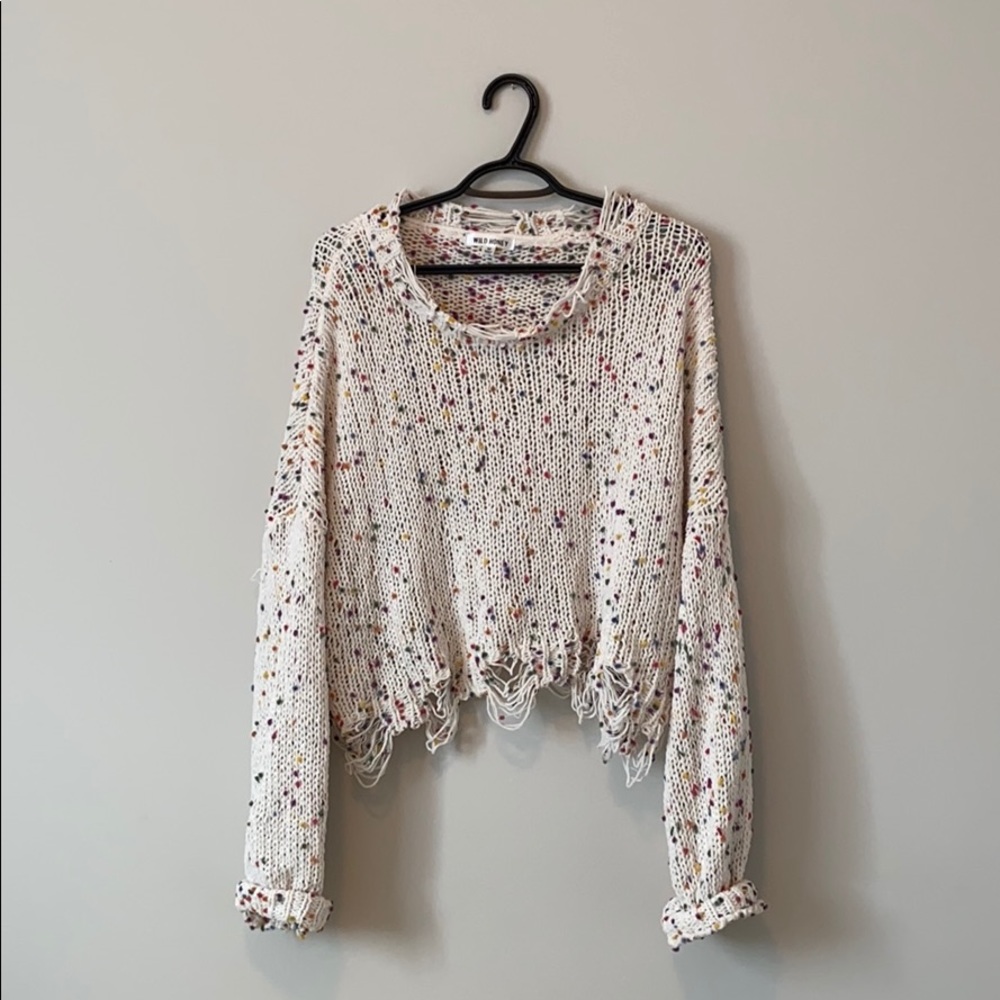WILD HONEY distressed rainbow sweater